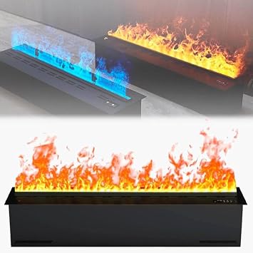 Atomized Fireplace, 3D Water Vapor Electric Fireplace with Adjustable Multicolor Flame Colors, Automatic Water Filling, App, Remote, Touch Control, 3mm Ultra-thin Panel,1500mm