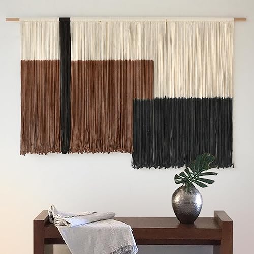 Tapiz de macramé grande para colgar en la pared, de fibra, decoración de dormitorio, 57 pulgadas de ancho x 35 pulgadas de largo