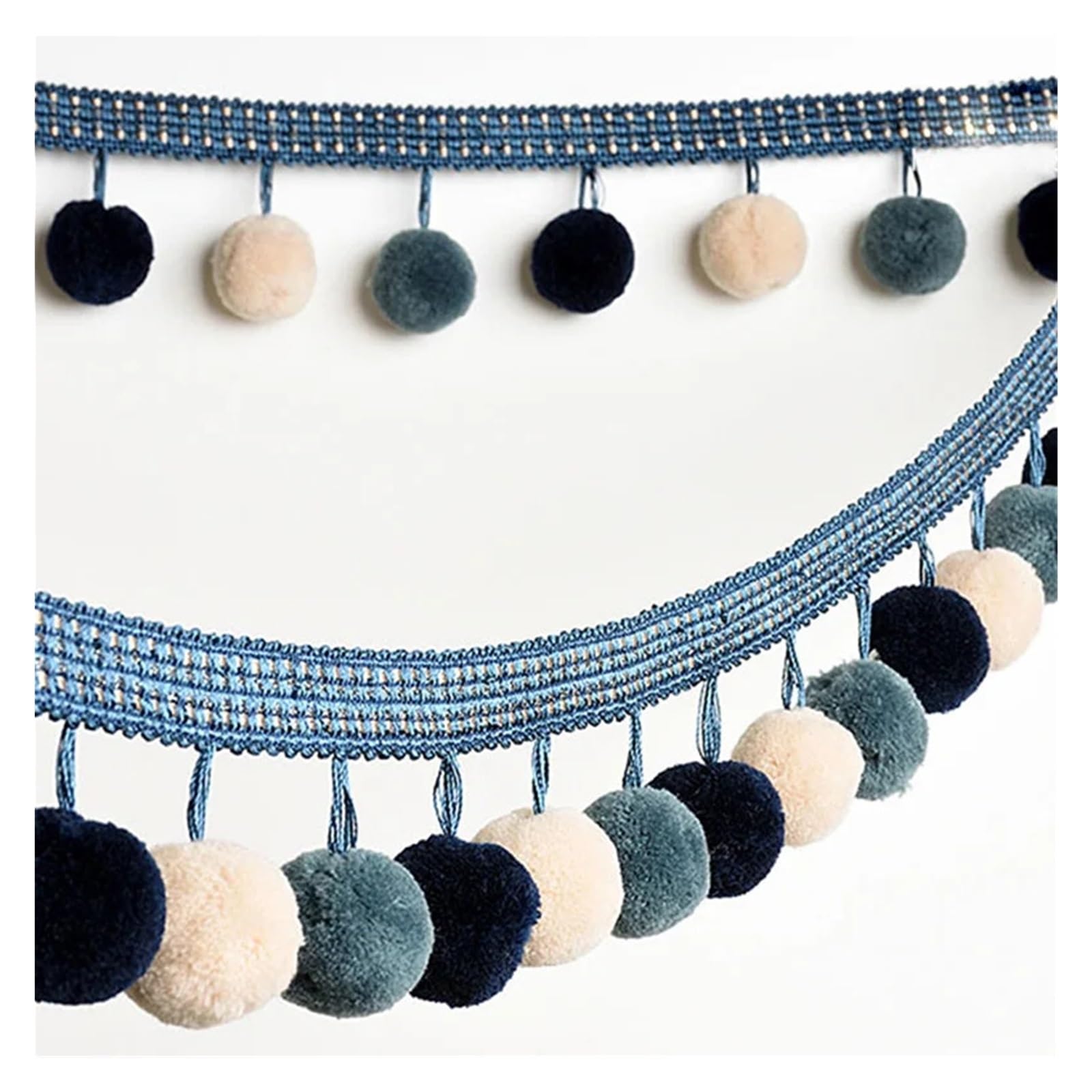 Garniture à Franges avec Perles Garniture de rideau en dentelle 2M, boule peluche, pompon, cheveux, frange, ruban, écharpe, robe, bord nappe, bricolage, couture(5)