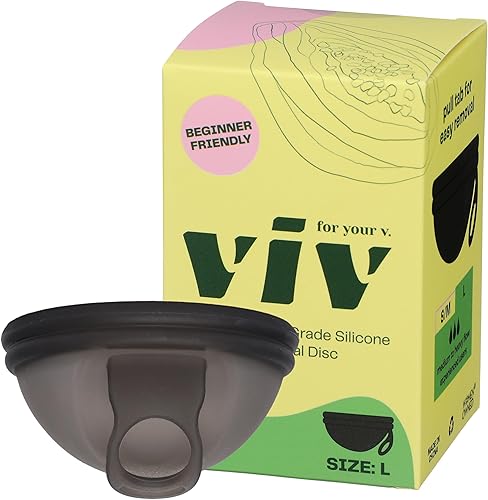 Viv - Disco menstrual grande de alta calidad para flujo pesado, tallo de anillo fácil de quitar, alternativa de tampón suave para un estilo de vida