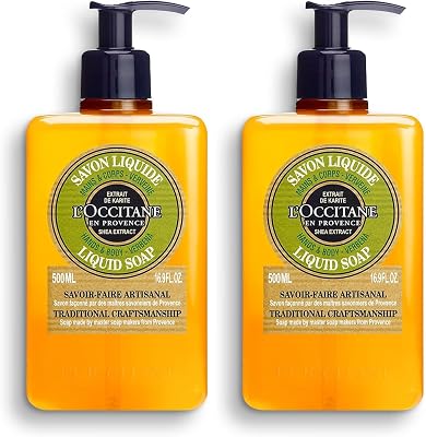 Shea Hands &-Body Verbena Liquid Soap : Cleanse | Refreshing Lemony Scent | Infused With Shea Extract to Soften | Artisinal Soap (Pack of 2)