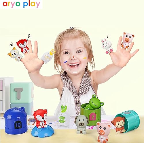 Miniatura 2 de Aryo Play Juguetes Montessori de 24 piezas para niños pequeños de 1 a 3 años, para contar y clasificar habilidades motoras finas, juego educativo