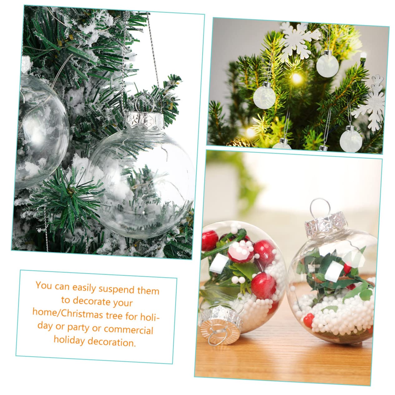 Cabilock 30piezas Bolas De Navidad Colgantes Decorativas Adornos para Árbol De Navidad y Fiestas Rellenables y Personalizables Diseño Elegante y Único