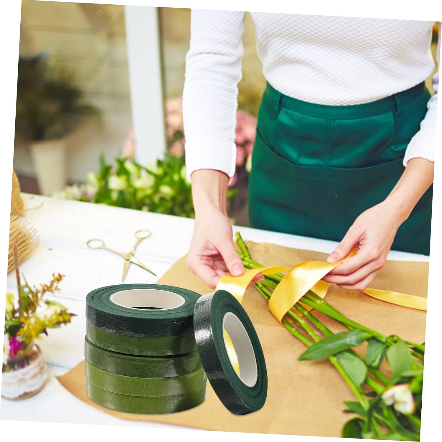 6rolls Floral Stem Tape for Bouquet Wrapping of Flower Wrapping Tape for Floral Arrangements Easy to Use Hand-tearable for Crafts Flower Crowns and More
