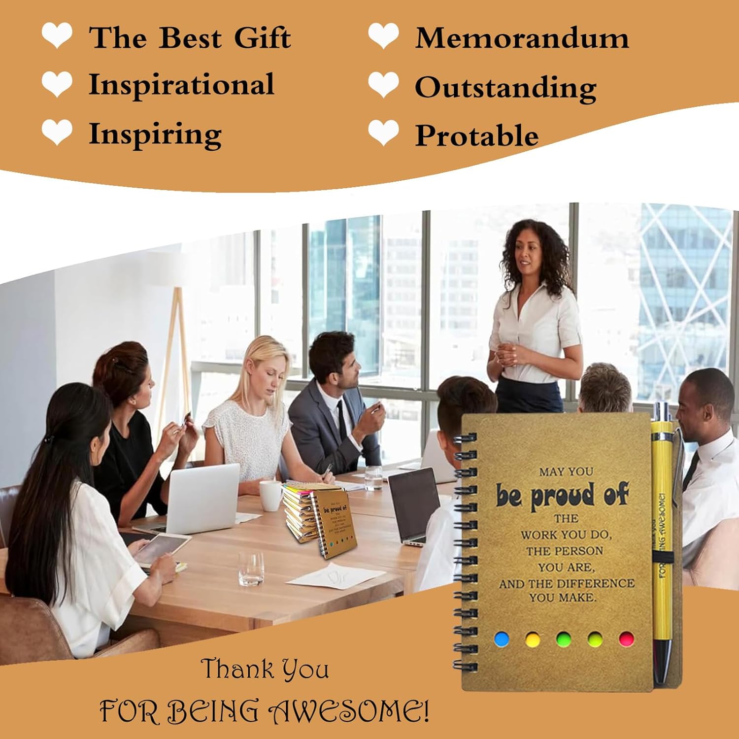 2026 Inspirational Spiral Notebook 10 Sets Portable Employee Appreciation Gifts Bulk Journals with Sticky Note Pen for Teachers Students Friends Colleagues Volunteer Nurse and Family Thank You Gifts - Image 6