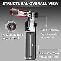 Vista 6 de Paquete de 2 Linternas de Soplete de Butano, Gran Llama de Chorro, Recargable, Portátil, Antorcha de Butano Ajustable, Mini Soplete de Aire