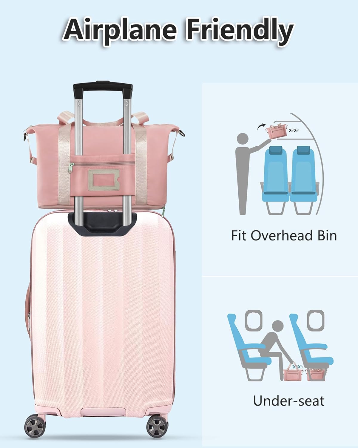 Teen Girl Gifts Trendy Stuff-Initial Duffle Bag for Travel, Carry on Bag Duffel Bags, GYM Weekend Overnight Bag with Shoes Compartment,Hospital Bags for Women-Pink A - Image 7