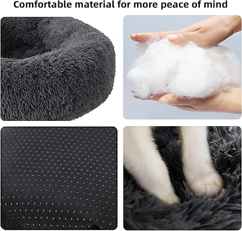 Miniatura 2 de Nisrada Cama para perros pequeños, medianos y grandes, 20 pulgadas, relajante, lavable, redonda, acogedora, suave, para cachorros y gatitos, con