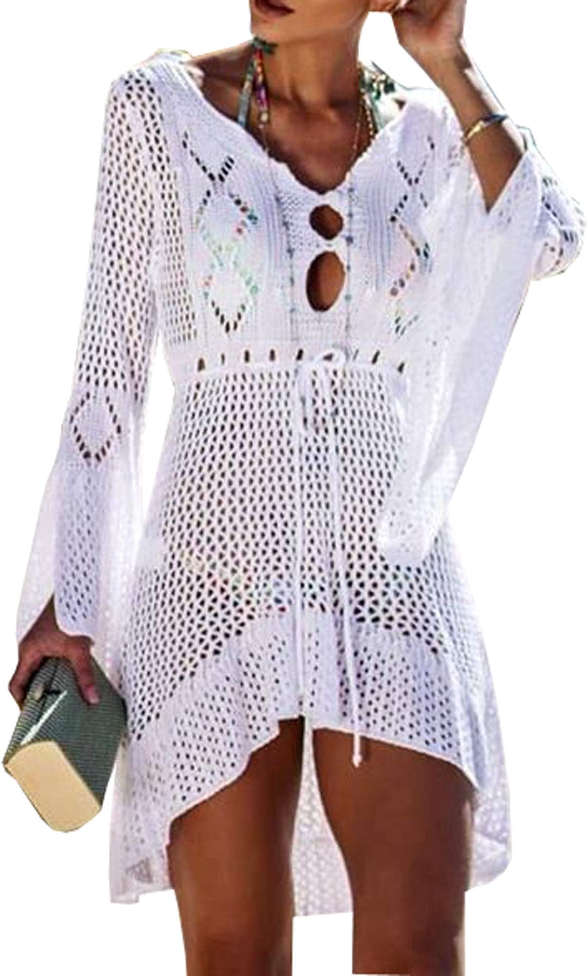 Beach Tops Sexy Floral Coverup Dresses Bikini Cover-ups Net Hollow Out