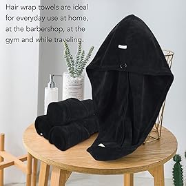 SINLAND Microfiber Hair Drying Cap Hair Towel Turban Twist for Women Fast Drying Towels Head Turban Absorbent Soft Lightweight 3 Pack Black