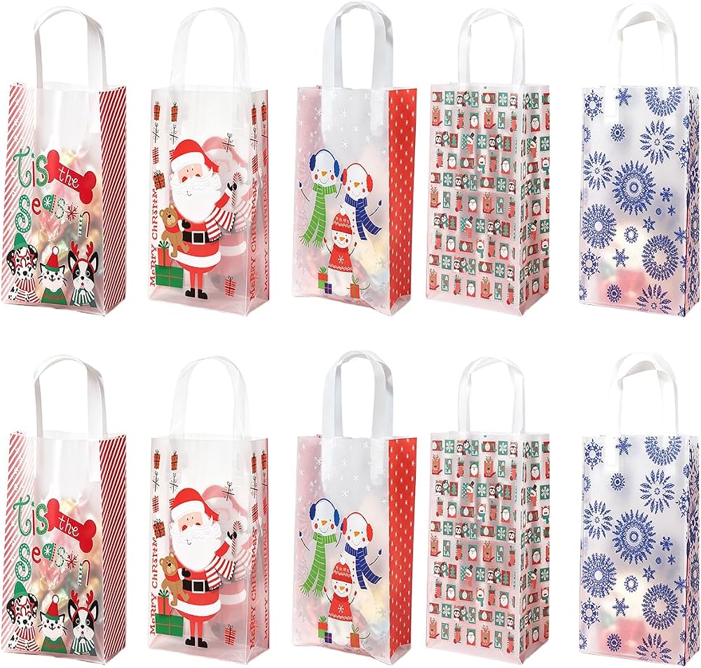 OUYANS 20Pcs Christmas Clear Gift Bags,Xmas Favor Bag with Handles — 사진 1