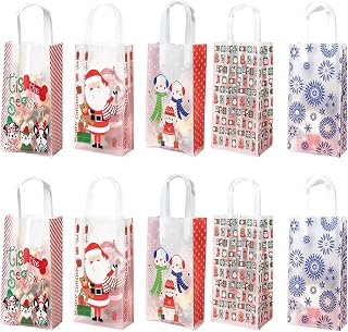 OUYANS 20Pcs Christmas Clear Gift Bags,Xmas Favor Bag with Handles