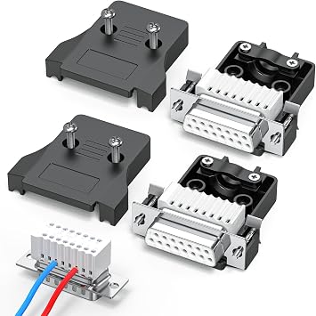 2Pack Small DB15 Female Adapters Breakout Board Solder-Free Module,D-SUB 15-pin Connector to Terminal Board Connector with Shell and Screwdriver