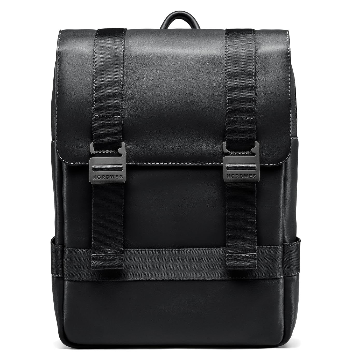Nordweg Leather Laptop Backpack Dolomites NW101 – Full-Grain 15.6” Bag for Work, Travel & School – Stylish, 21L Capacity - Black