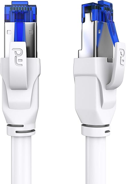 Primewire - Cat 8 Ethernet Cable 10M Round Gigabit Network LAN Cable RJ45, Ethernet Network Lead High Speed 40Gbps 2000Mhz SFTP Patch Cable For PC TV Switch PS5 PS4 Xbox Router Modem Mac Laptop