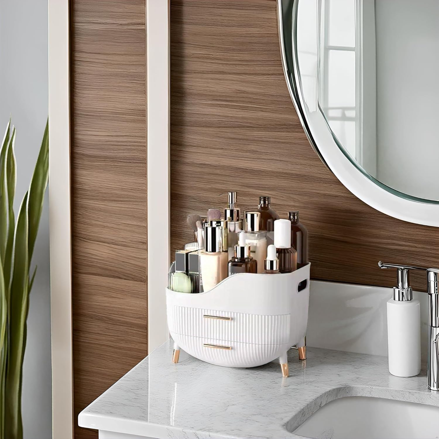 Organisateur de Maquillage / Boîte de Rangement Cosmétique pour Soins de la Peau - Organisateur de Coiffeuse et Comptoir de Salle de Bain / Organisateur de Tiroir en Plastique Blanc / Support Organisateur de Maquillage / Boîte de Rangement Cosmétique pour Soins de la Peau - Organisateur de Coiffeuse et Comptoir de Salle de Bain / Organisateur de Tiroir en Plastique Blanc / Support