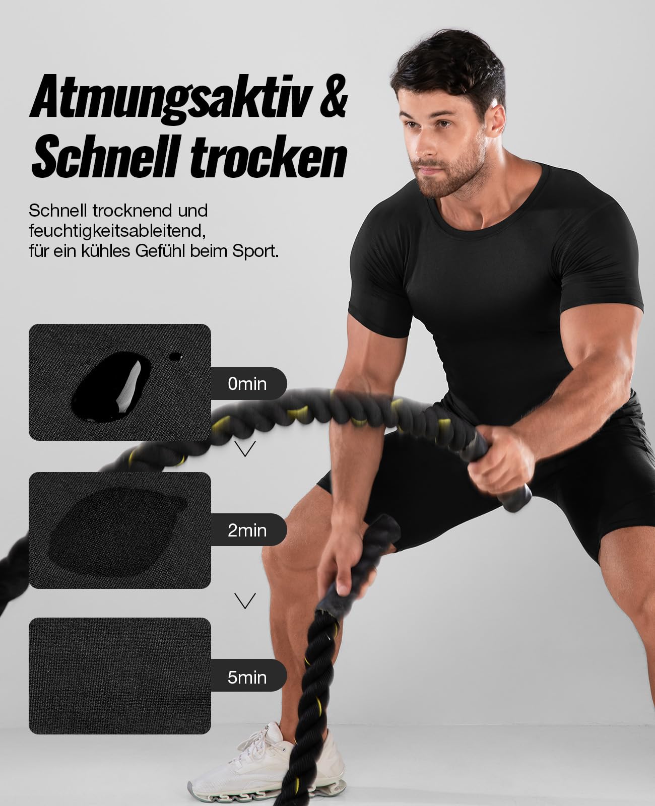 Niksa 1/2/3 unidades camiseta funcional para hombre, camiseta de compresión para hombre, manga corta, cuello redondo, transpirable, camiseta para correr, entrenamiento, fitness