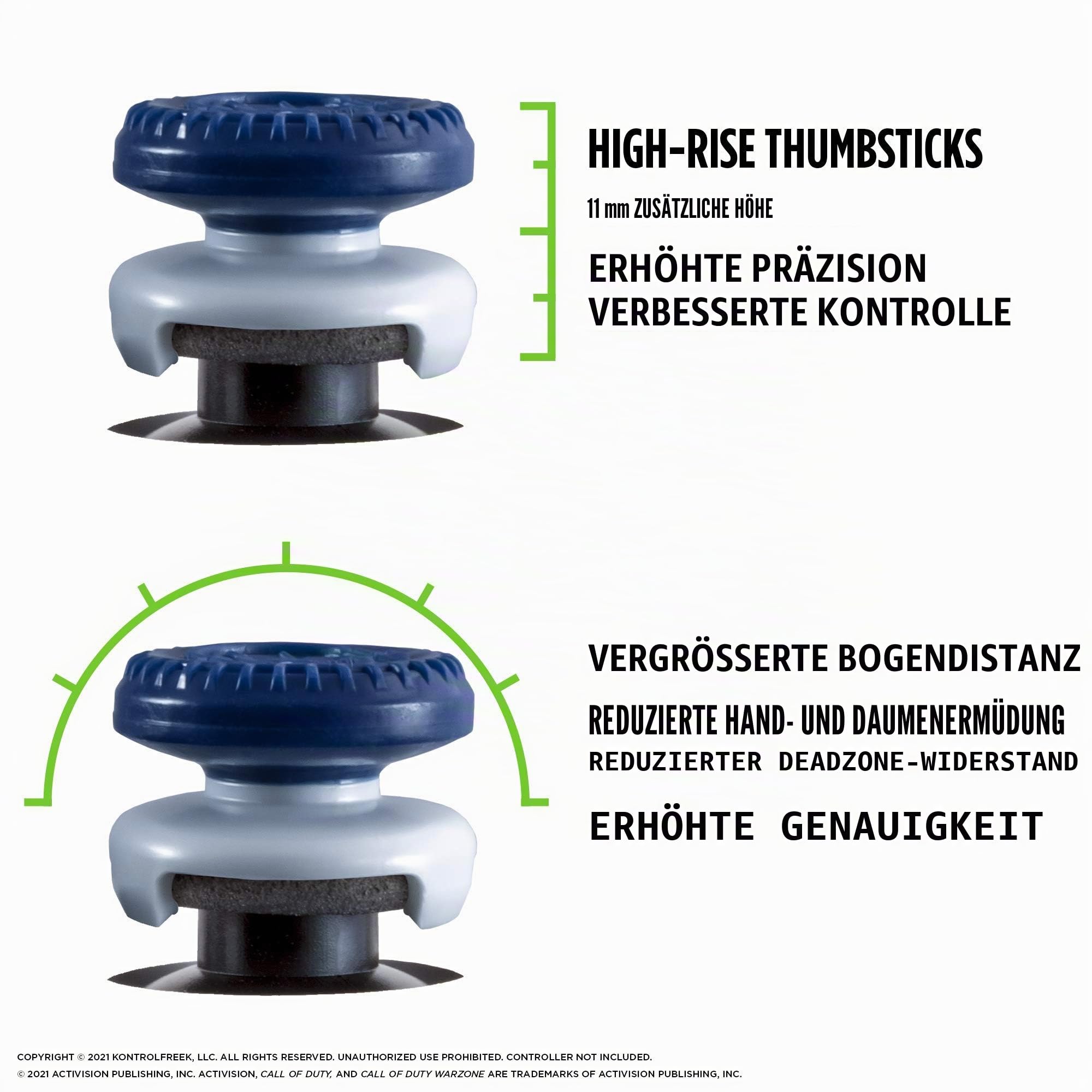 KontrolFreek Call of Duty: Warzone Performance Thumbsticks für PlayStation 4 (PS4) and PlayStation 5 (PS5) | 2 High-Rise-, Hybrid-Sticks | Blau/Grau