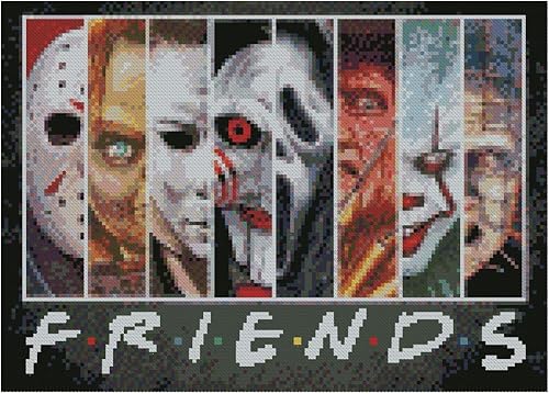 Kits de bordado de punto de cruz de Halloween para adultos principiantes, kits de bordado de terror para amigos, kits de punto de cruz, patrones