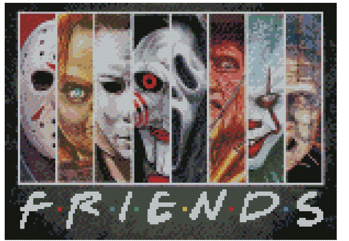 Halloween Cross Stitch Stamped Kits for Adults Beginners-Horror Embroidery Friends Counted Cross Stitch Kits Patterns for Beginners 11 CT Dimensions Embroidery Kits Arts Craft Kits Home Decor
