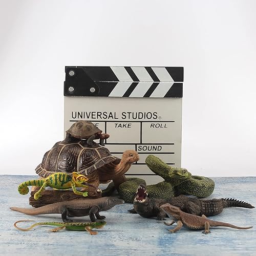 Miniatura 6 de Fantarea 9 figuras de modelo de animales salvajes Geochelone Tortuga Lagarto Camaleón Pitón Cocodrilo Komodo Dragón Central Barbudo Dragón Figuritas