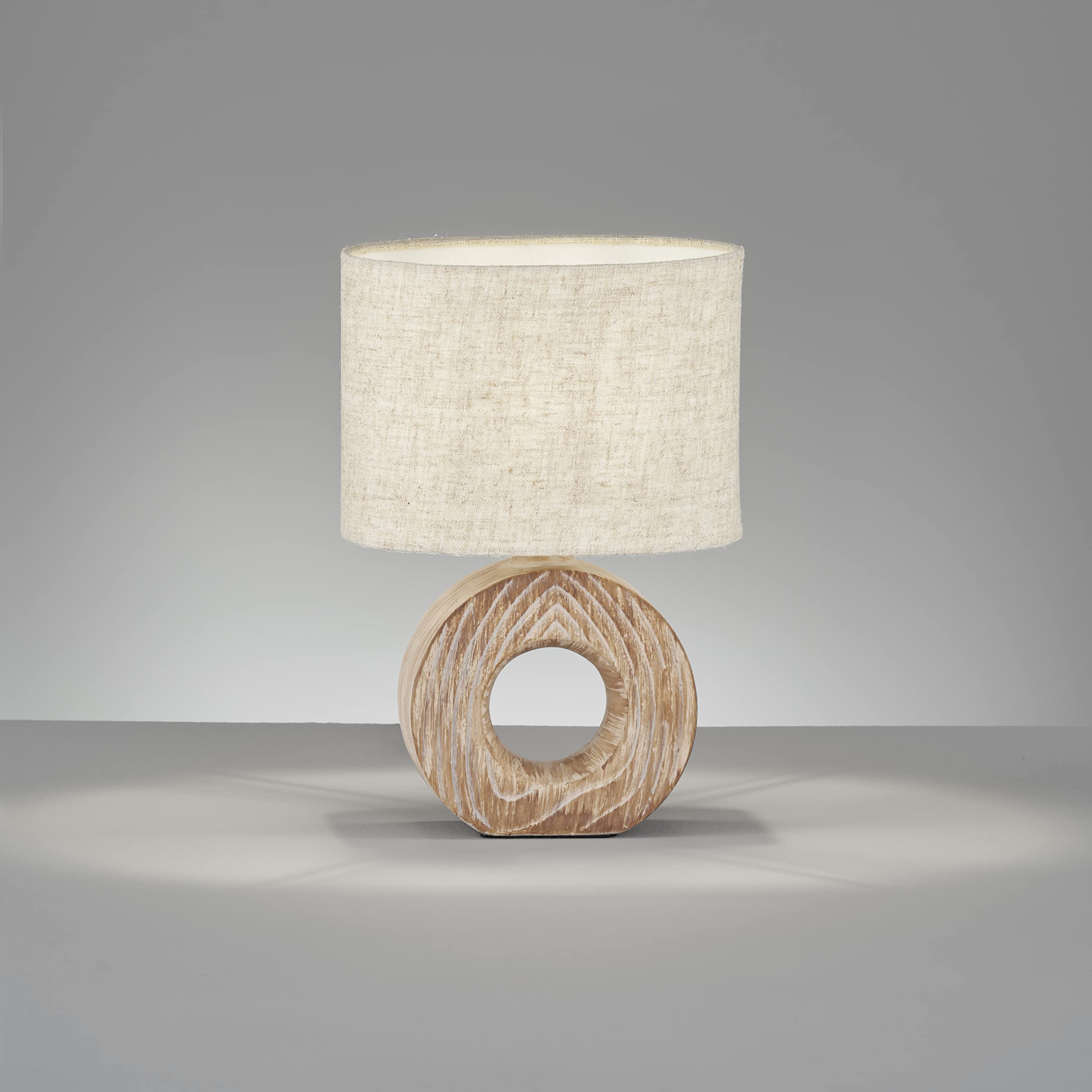 Fischer & Honsel|Tischleuchte, Hanke|holzfarben|Stoffschirm-leinen sand|L: 20,00 cm, B: 13,00 cm, H: 31,00 cm|mit Schnurschalter|1x E14 max. 25,0 Watt|50609, Sandfarben