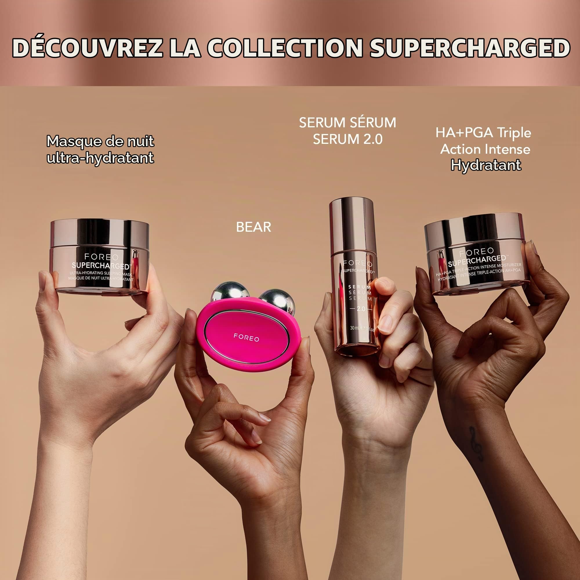 FOREO SUPERCHARGED Crème Visage de Nuit Nourrissante - Crème Hydratante Visage Nuit - Crème Anti rides Femme Régénérante - Rajeunissante - Végane - Vitamine E - Acide Hyaluronique - 15 ml
