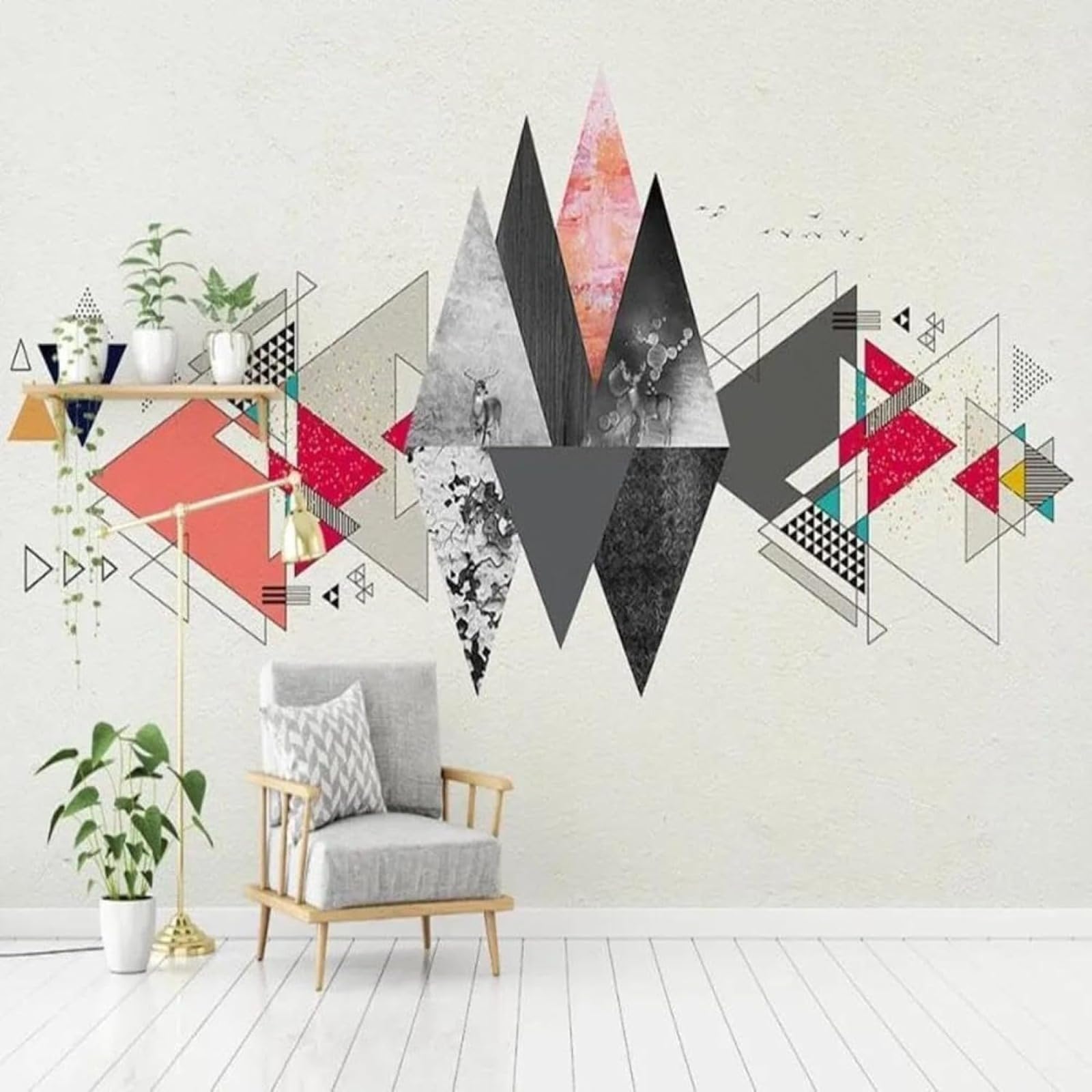 Papier peint 3D montagne colorée 200x140 cm pour salon