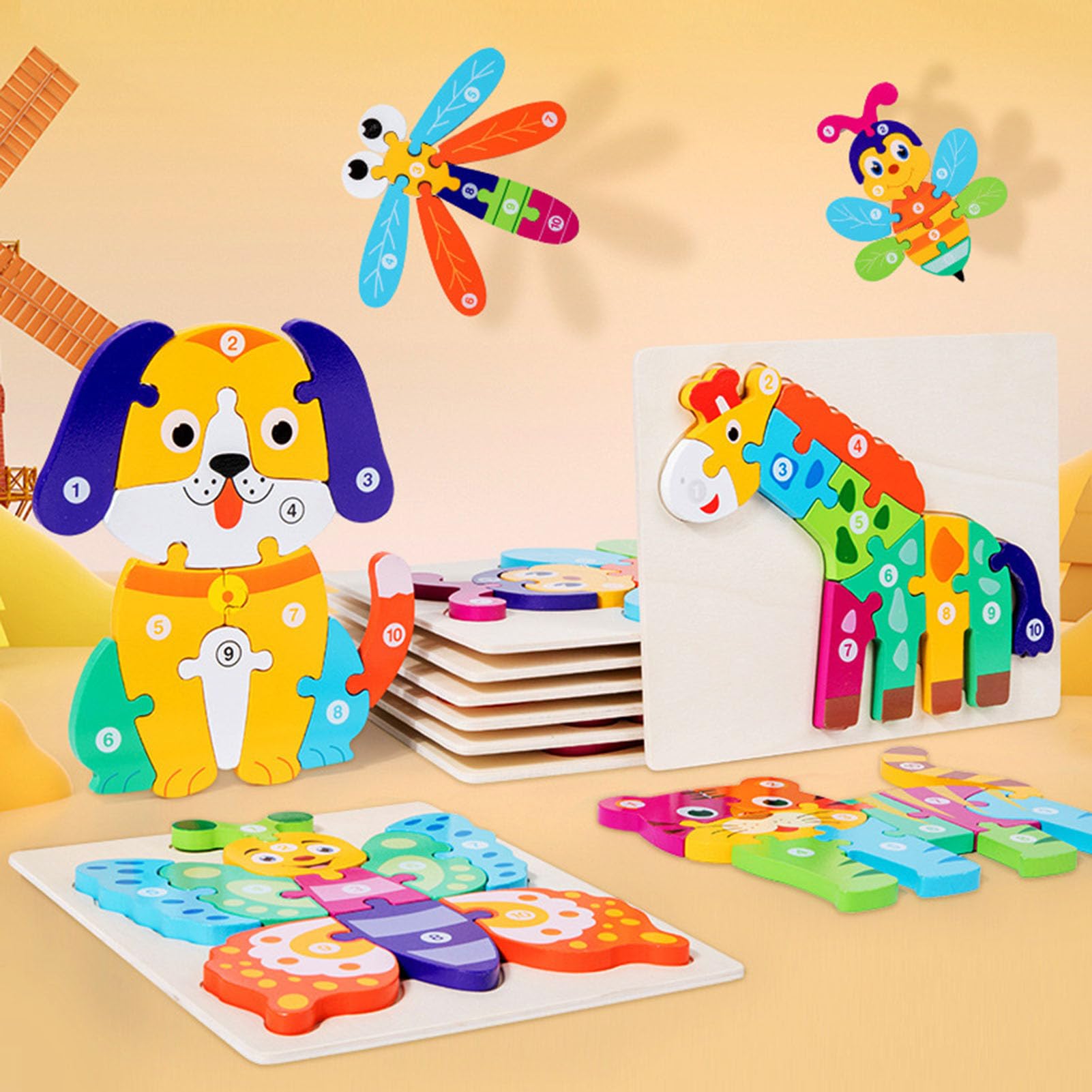Set de Rompecabezas 3D de Animales, Juguete Educativo para el Desarrollo Cognitivo Temprano