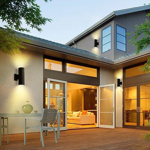 Miniatura 3 de MS-61818 - Lámpara de pared para exteriores (doble cilindro, resistente al agua, para exterior y exterior, para balcón, escalera, pasillo, 9.5in de