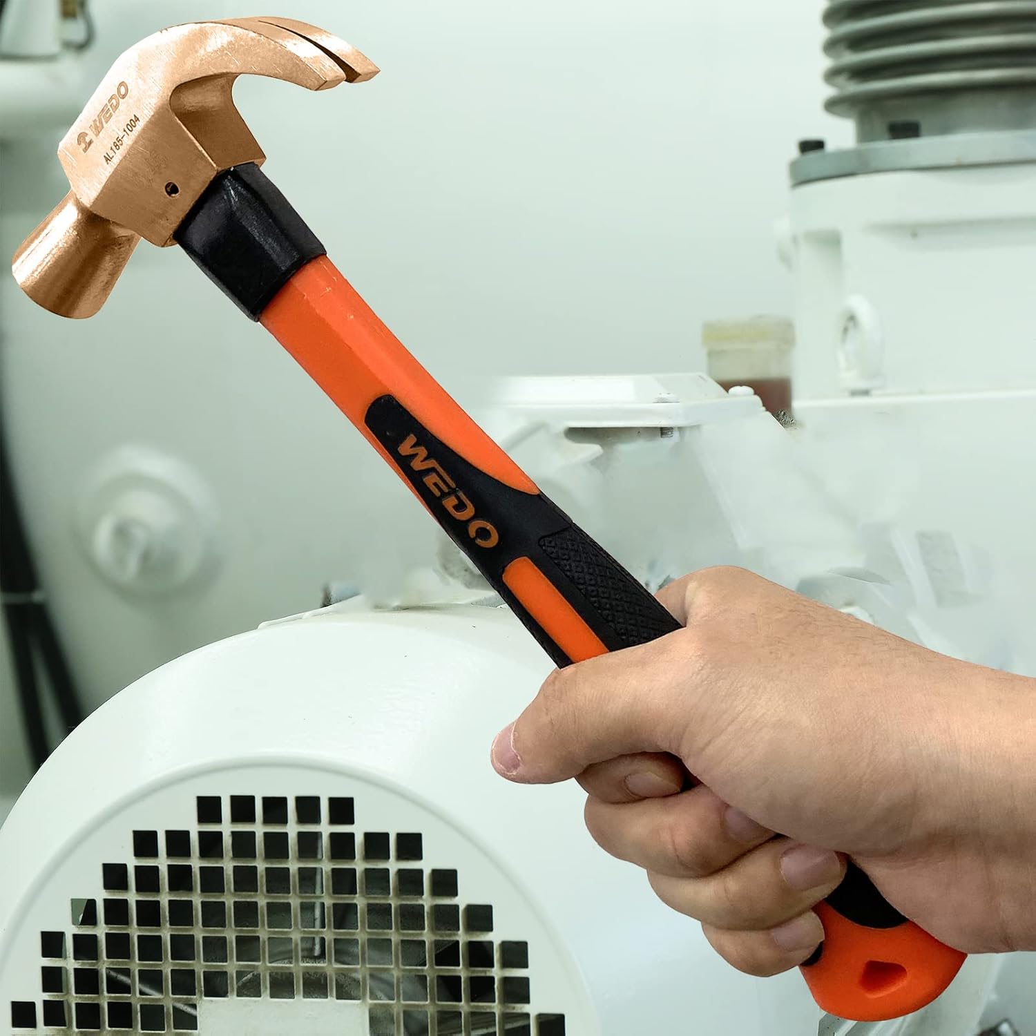 WEDO Non-Sparking Claw Hammer 8oz(1/2lb), Spark-free Safety Claw Hammer, Beryllium Copper, Non-Magnetic, Die-Forge, Corrosion Resistant, DIN Standard, 280mm Length