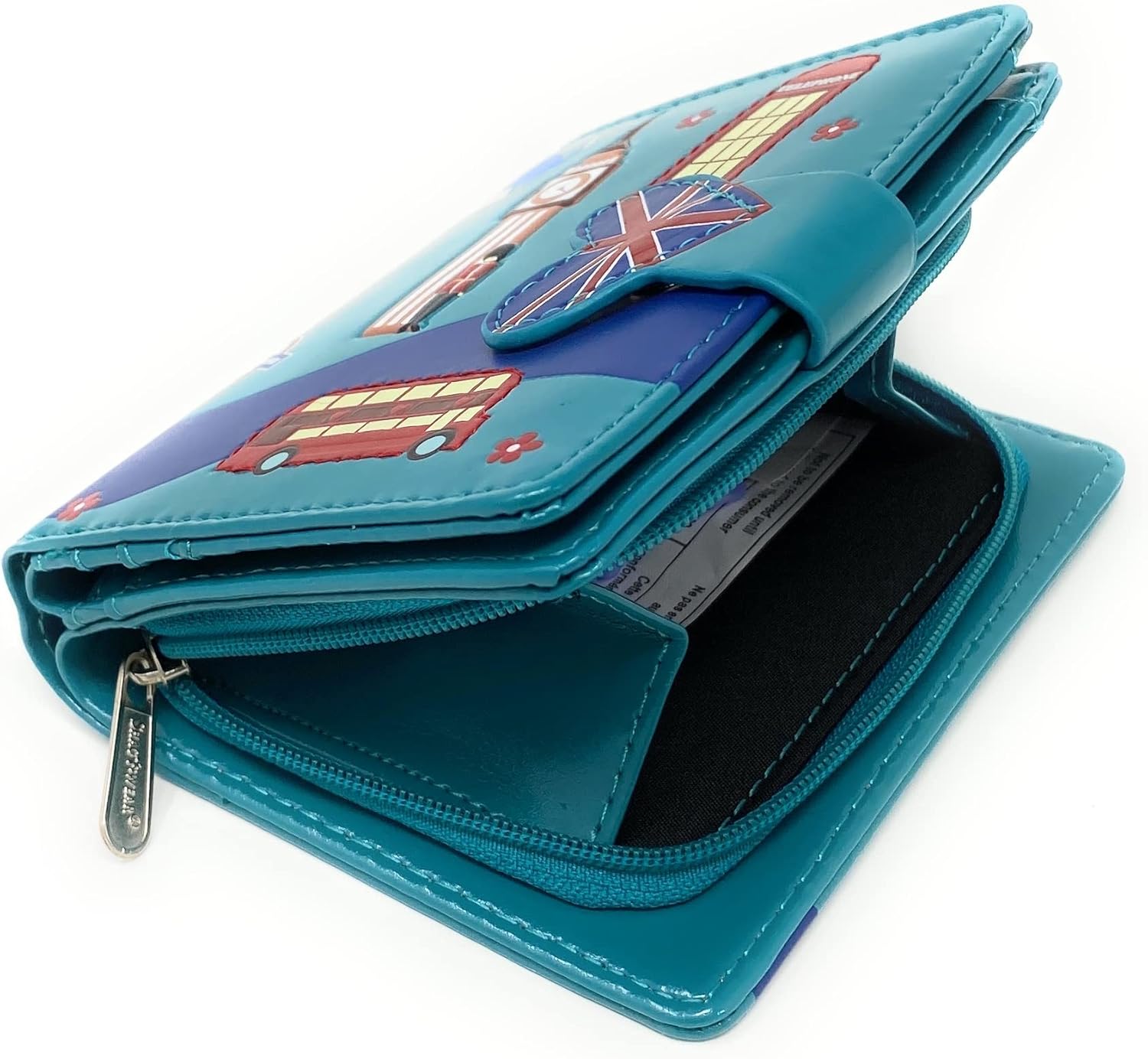 Shag Wear Streets of London England Small Wallet for Women and Teen Girls egan Faux Leather 4.5" Teal - Image 3