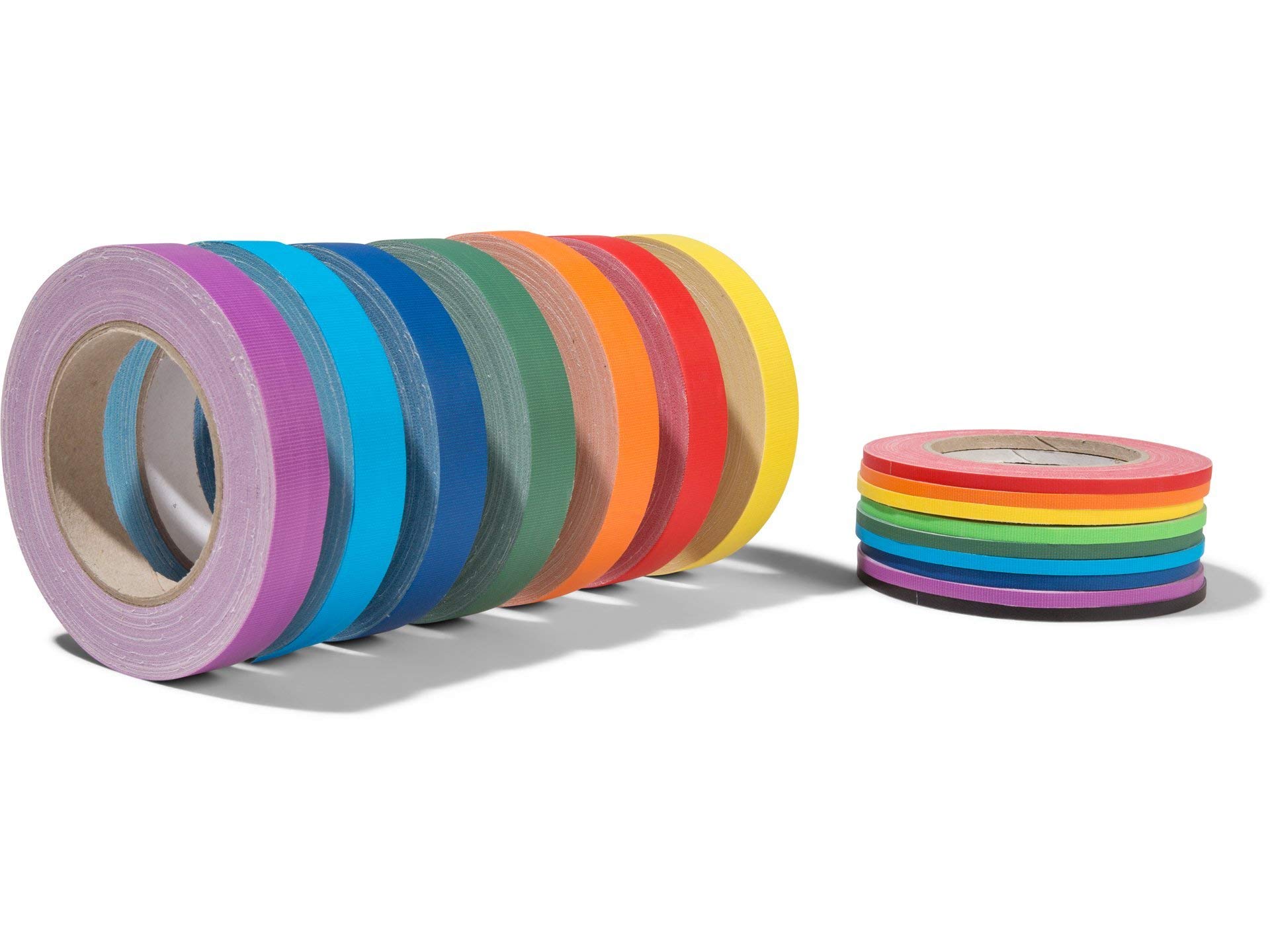 Modulor Set di nastro adesivo in tessuto Gaffa, set arcobaleno, 9 rotoli di nastro forte gaffa, ciascuno di 5 mm di larghezza x 25 m di lunghezza