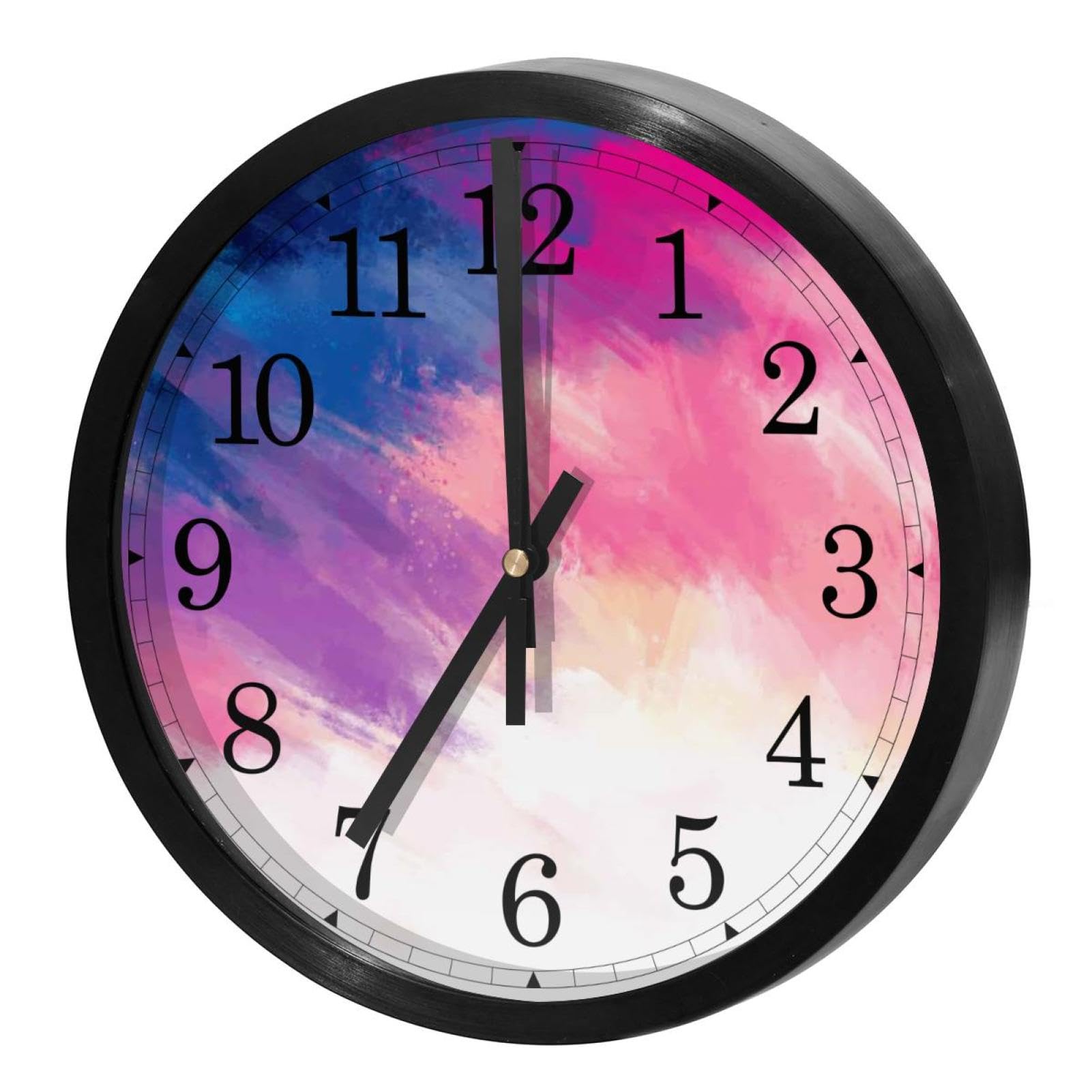 Horloge murale silencieuse à quartz rose dégradé pour école et bureau
