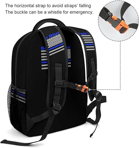 Miniatura 5 de Volver The Blue Police Line Mochila para portátil con bandera de EE. UU., bolso de hombro de moda, mochila de viaje para hombres y mujeres