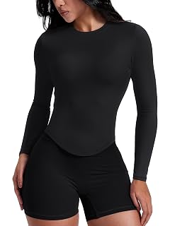 AVGO Workout Shirts for Women Slim Fit Long Sleeve Crop Tops Gym Shirt Running Breathable Athletic Clothes