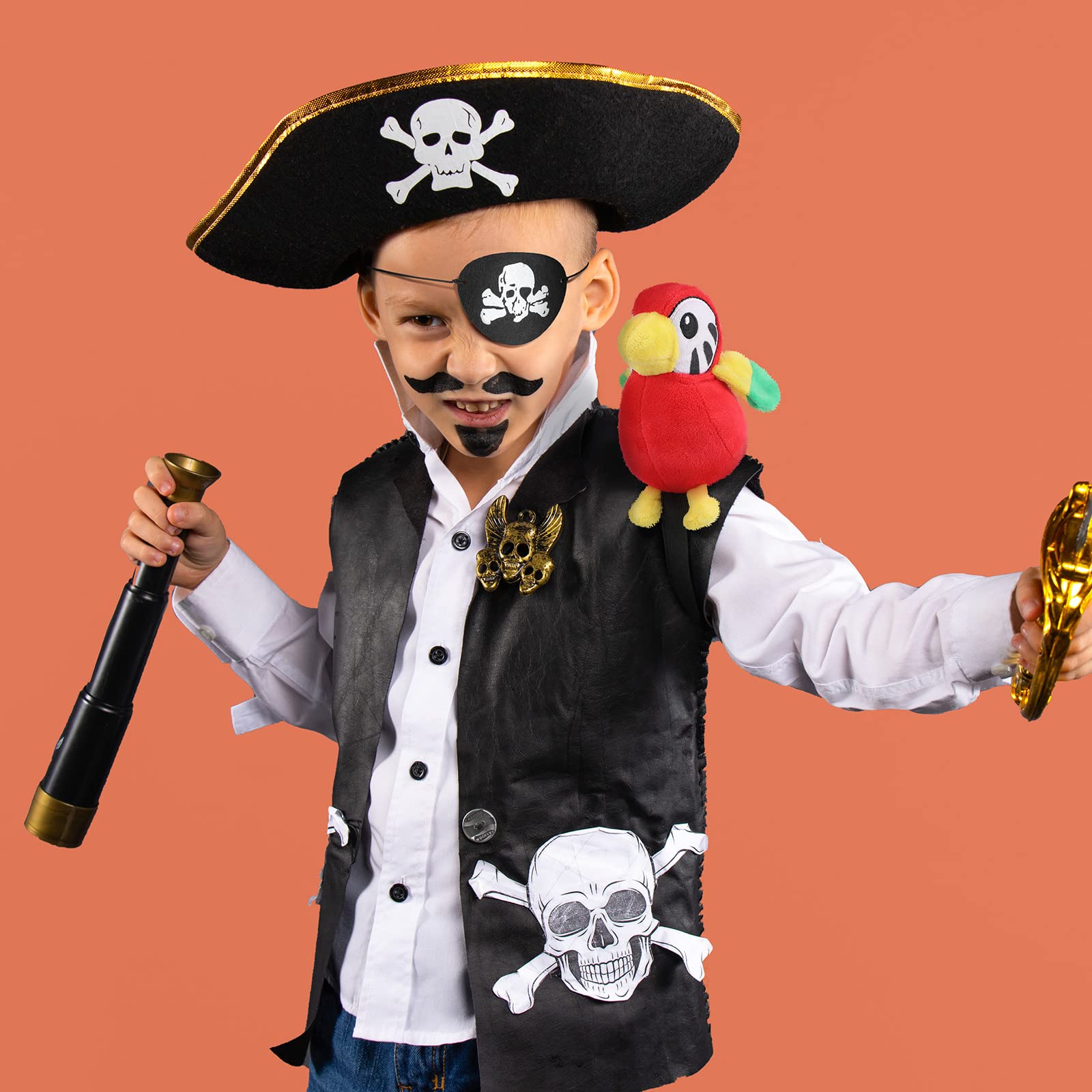 Amazon | 3セット ハロウィン 海賊パーティー用品 赤い海賊ヘッド