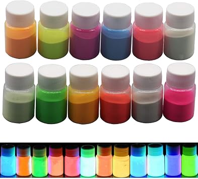 Glow in The Dark Pigment Powder,Resin Dye Luminous Powder for Epoxy Resin,Acrylic Paint,Slime,Nails,Halloween Party, Fine Art & DIY Crafts,Non-Toxic,Skin Safe, Long Lasting0.7oz/Bottle