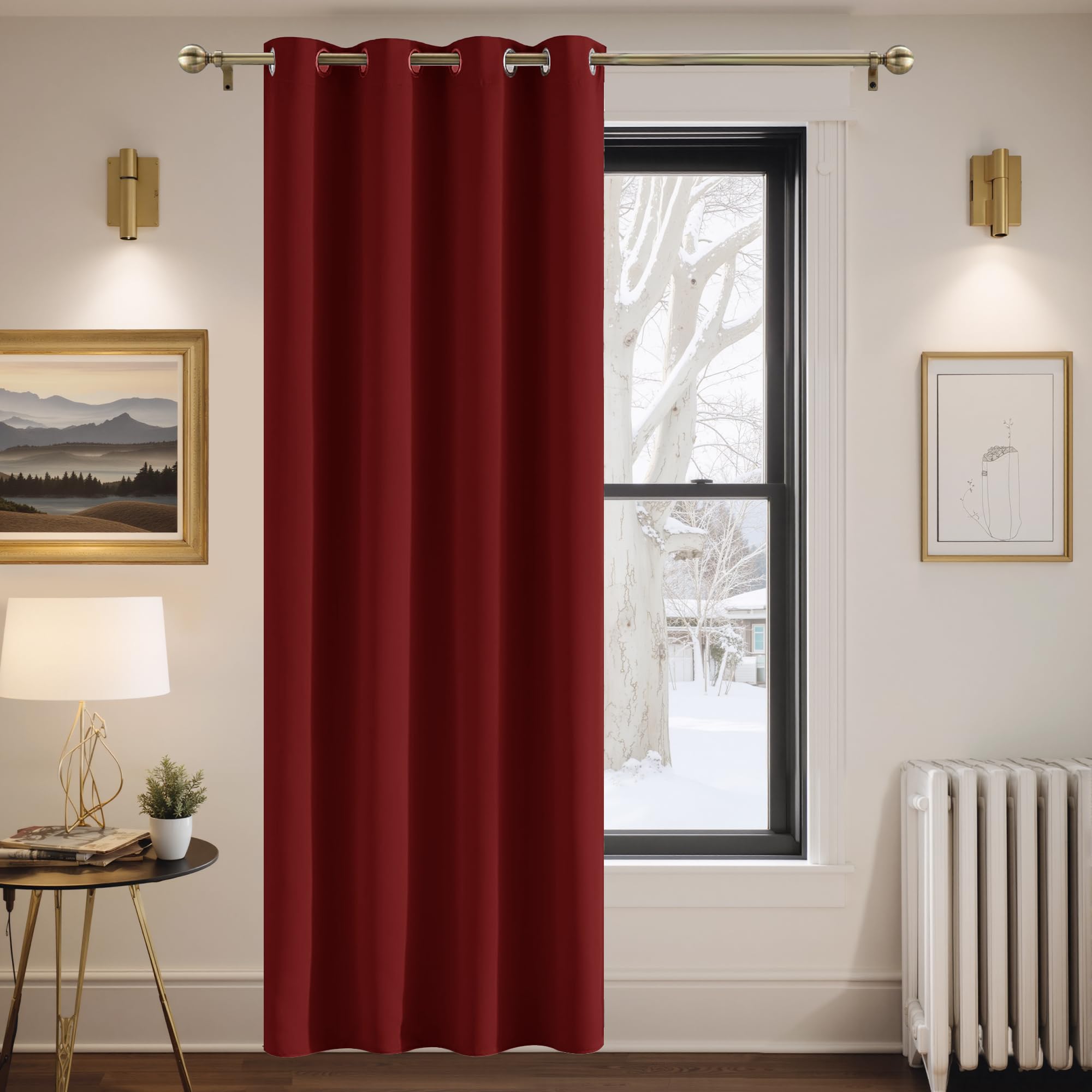 PONY DANCE Tende Camera da Letto Natalizie per Finestre Oscurante da Interno Decorazioni Curtain per Porta Termiche Isolanti 1 Pezzo L 132 x A 210 cm, Rossa