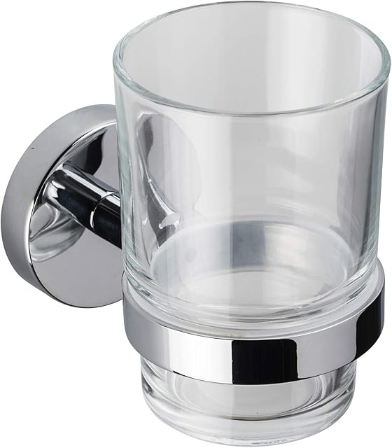 Croydex Flexi-Fix Easy to Fit Pendle Tumbler and Holder, Chrome, 10.5 x 6.7 x 9.5 cm