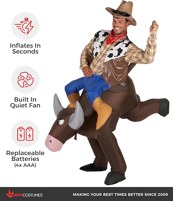 Morph Bull Rider Costume, Halloween Costumes for Adults
