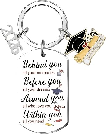 2026 Graduation Keychain, Party Favors Souvenir for High School and College Student, Inspirational Gift for Him or Her