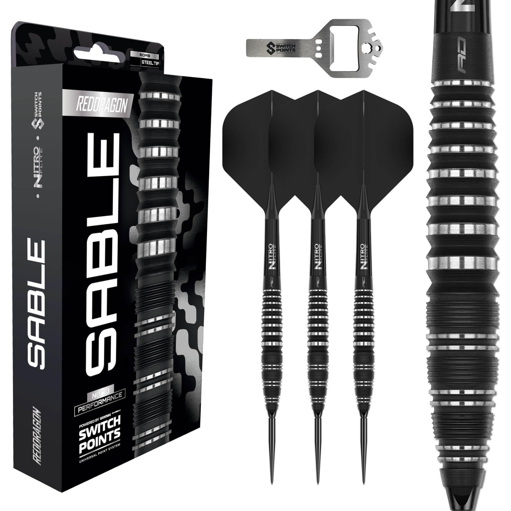 RED DRAGON Darts | Sable 24g Darts Set | Switch Points | Bomb Barrel