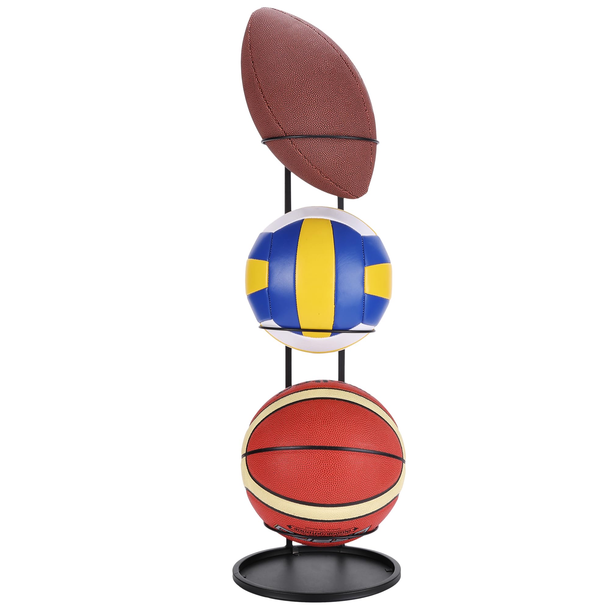 Navaris Soporte Balon Futbol - Soporte Balones Futbol Voleybol Balonmano Baloncesto - Soporte para 3X Pelotas para Garajes Gimnasio Pabellon Colegio Fisioterapia Rehabilitación