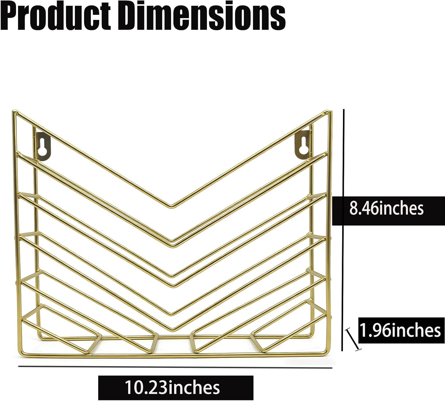 Wall Mounted File Organizer, Metal Magazine Rack, Book Storage Wall Mounted Magzine Rack/Holders for Office, Home (4P Gold)