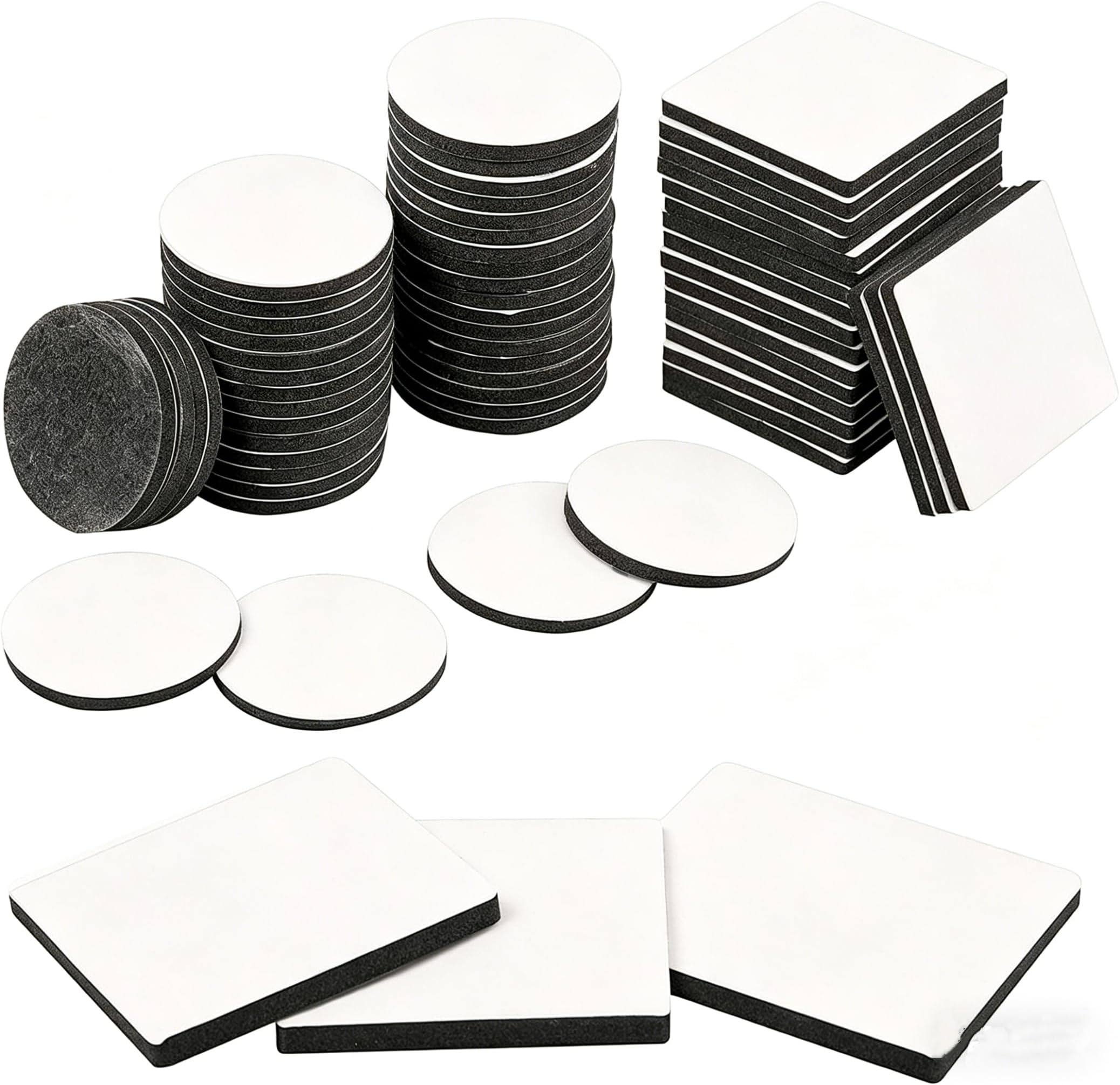 60 Pcs Heavy Duty Double Sided Strong Adhesive Foam Pad Tape for Holding Picture, Light, Hooks, Square & Round