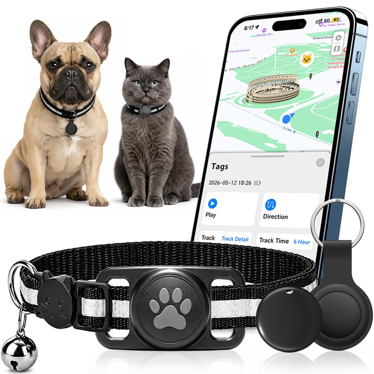 GPS Dog Collar 2026 – GPS Locator for Dogs Flexible and Subscription-free, GPS Collar Cats with Real Time Tracking and Waterproof, Compatible with iOS and Android