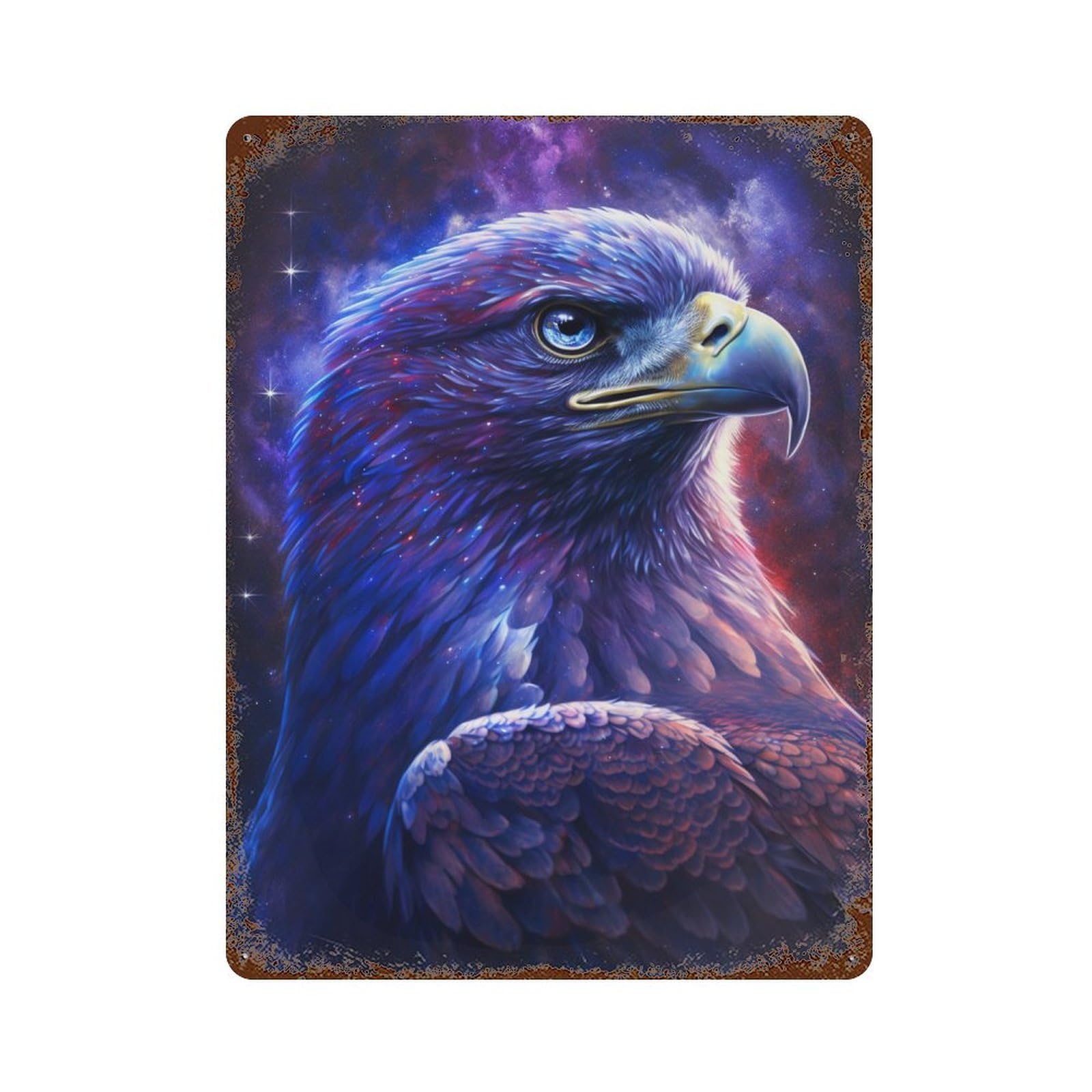 Garage Style Eagle Fantasy Art Print-2 Distressed Metal Wall Sign 15.7"x11.8", Rustic Home Decor for Bar And Workshop