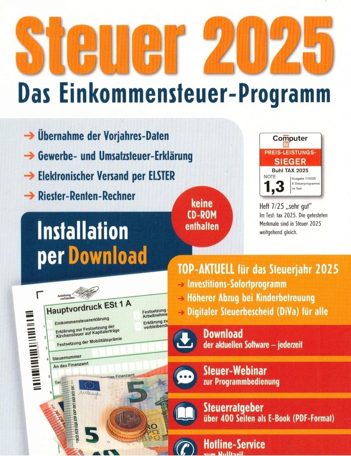 Aldi Steuer 2025 für die Steuererklärung 2025 am PC. ELSTER Klar Strukturiert Steuerprogramm Installieren ohne CD-Laufwerk und freischalten per Aktivierungscode