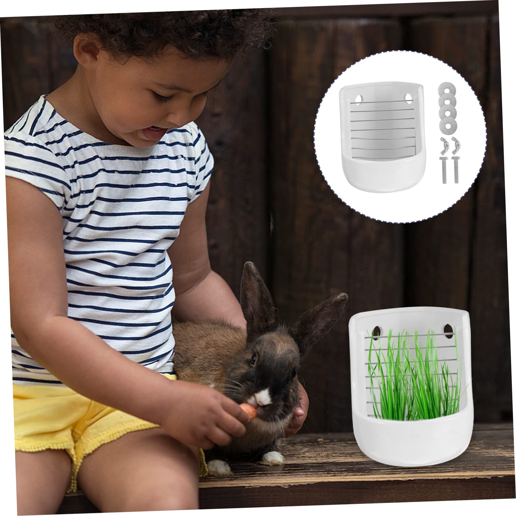 Sosoport Keramik mit Glatter Oberfläche und Abnehmbarem Futternapf für Kleintiere stabilem Anti-umkippen Futterspender für Kaninchen und Chinchillas im Stall